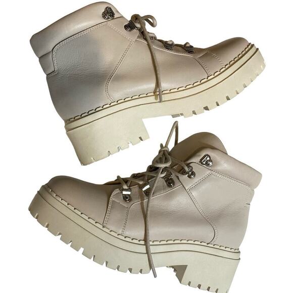 Marc Fisher Nula Hiking Boot in Cream Light Tan Size 7.5 - Picture 1 of 13
